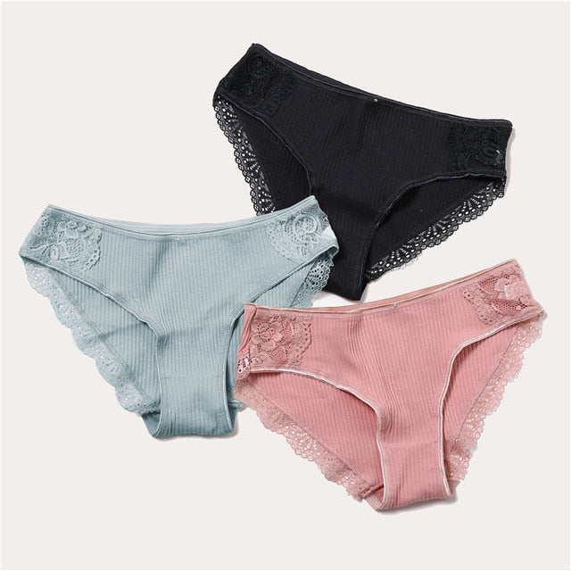 Cotton Panty 3Pcs/lot Solid Women's Panties Comfort Underwear Skin-friendly Briefs For Women Sexy Low-Rise Panty Intimates L XL