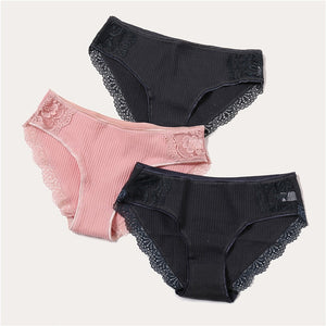 Cotton Panty 3Pcs/lot Solid Women's Panties Comfort Underwear Skin-friendly Briefs For Women Sexy Low-Rise Panty Intimates L XL