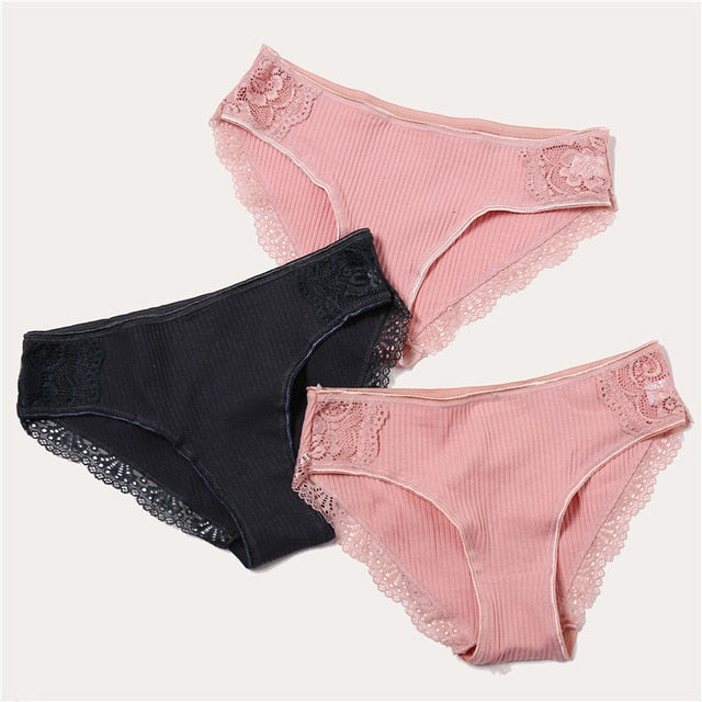 Cotton Panty 3Pcs/lot Solid Women's Panties Comfort Underwear Skin-friendly Briefs For Women Sexy Low-Rise Panty Intimates L XL