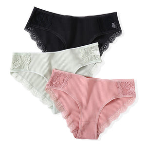 Cotton Panty 3Pcs/lot Solid Women's Panties Comfort Underwear Skin-friendly Briefs For Women Sexy Low-Rise Panty Intimates L XL