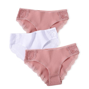 Cotton Panty 3Pcs/lot Solid Women's Panties Comfort Underwear Skin-friendly Briefs For Women Sexy Low-Rise Panty Intimates L XL