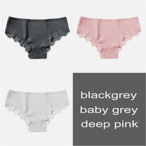 Cotton Panty 3Pcs/lot Solid Women's Panties Comfort Underwear Skin-friendly Briefs For Women Sexy Low-Rise Panty Intimates L XL