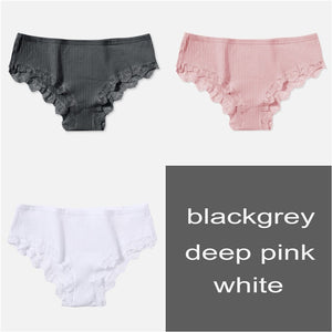 Cotton Panty 3Pcs/lot Solid Women's Panties Comfort Underwear Skin-friendly Briefs For Women Sexy Low-Rise Panty Intimates L XL