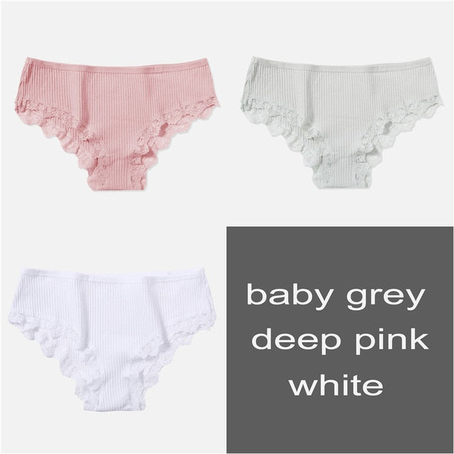 Cotton Panty 3Pcs/lot Solid Women's Panties Comfort Underwear Skin-friendly Briefs For Women Sexy Low-Rise Panty Intimates L XL