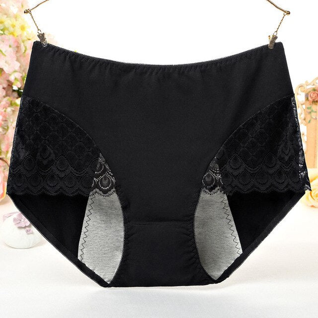 Large Size High Waist Period Panties For Women Big Sexy Lace Menstruation Briefs Cotton Menstrual Leak Proof Plus Size Underwear