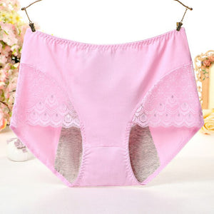 Large Size High Waist Period Panties For Women Big Sexy Lace Menstruation Briefs Cotton Menstrual Leak Proof Plus Size Underwear