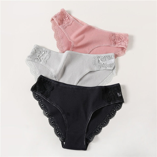 Cotton Panty 3Pcs/lot Solid Women's Panties Comfort Underwear Skin-friendly Briefs For Women Sexy Low-Rise Panty Intimates L XL